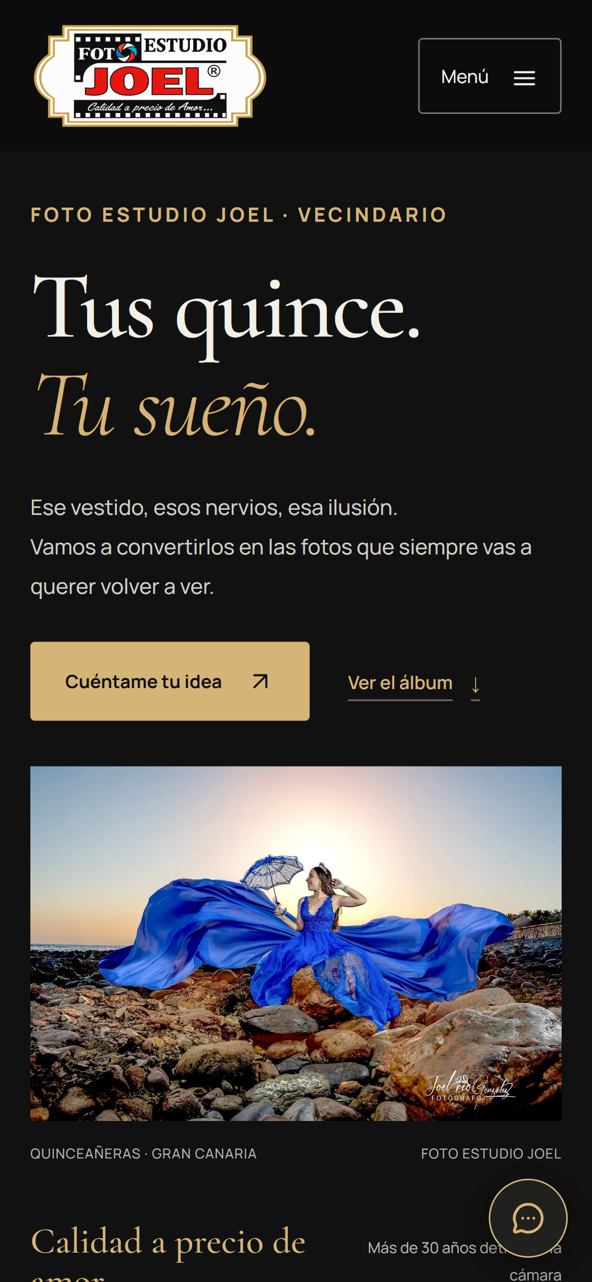 La web real de muestra de Joel en un marco de móvil
