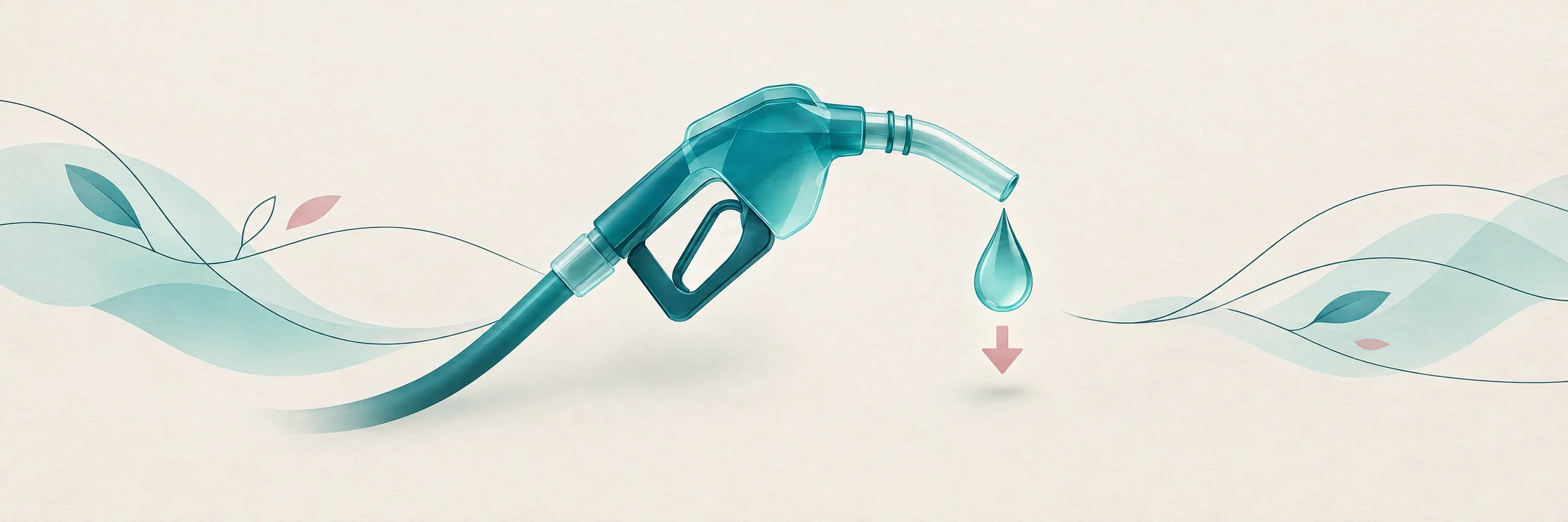 Gasolineras en Vecindario Ilustración de un surtidor de combustible con una gota y una flecha a la baja, portada de las gasolineras de Vecindario