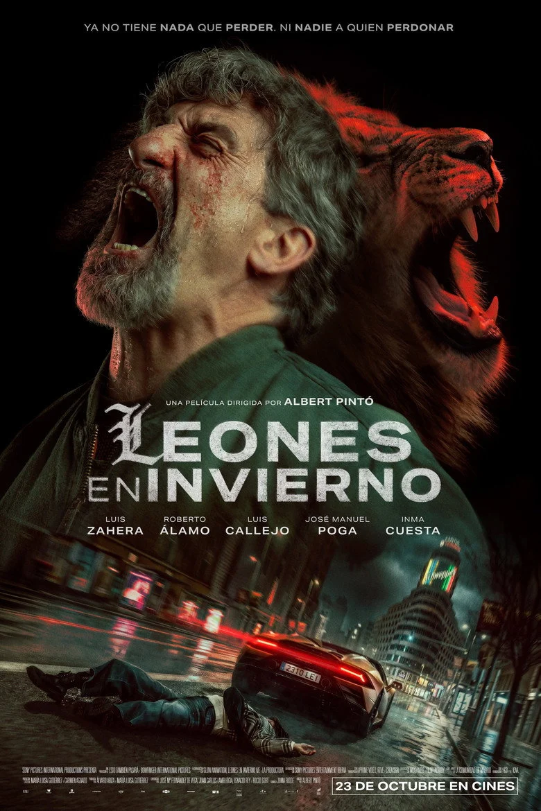 Cartel de Leones en invierno en Yelmo Cines Vecindario